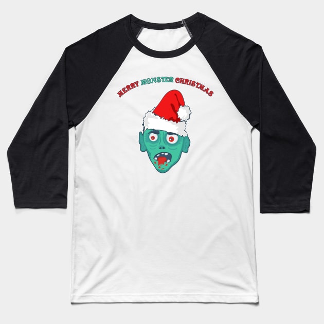 Merry Scary Christmas Baseball T-Shirt by All About Nerds